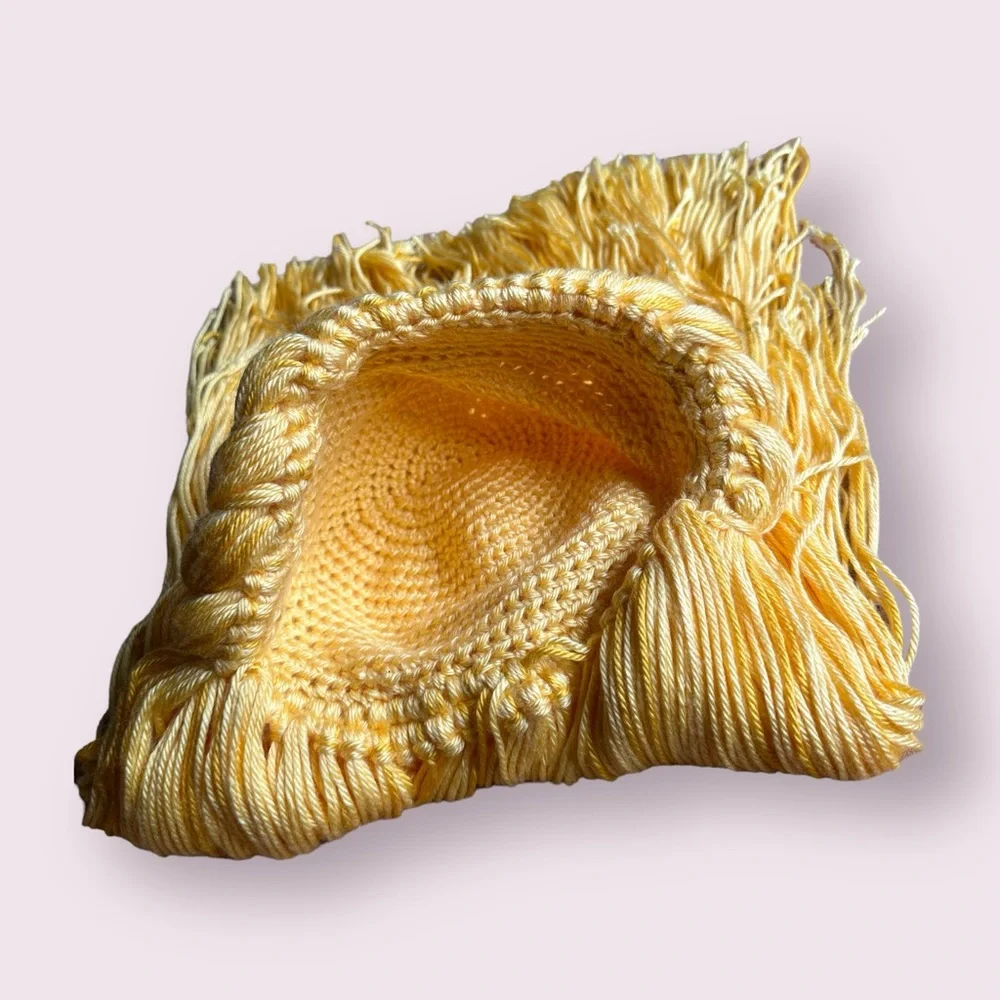 Kids Hand Made Crocheted Yarn Sleeping Beauty Blonde Wig Dress Up Costume - Picture 5 of 12